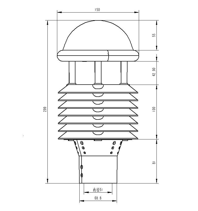 空气质量气象传感器产品尺寸图